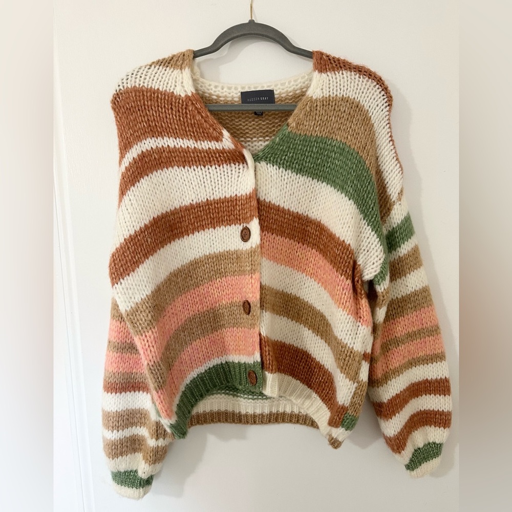 Striped Oversized Sweater Cardigan - Picture 6 of 9